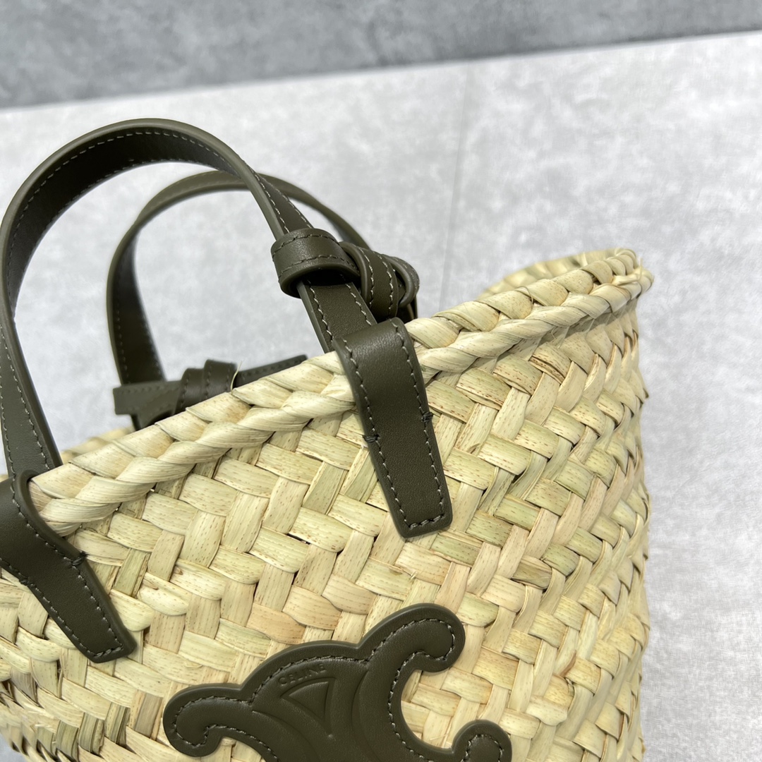 1:1 Replica Celine Teen Triomphe Classic Pannier Tote Dark Green For Women 8in/20cm - Image 5