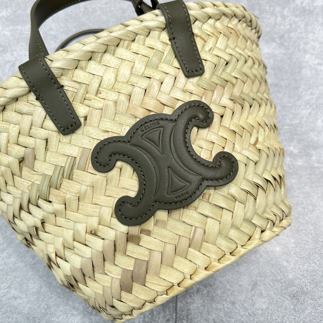 1:1 Replica Celine Teen Triomphe Classic Pannier Tote Dark Green For Women 8in/20cm - Image 6