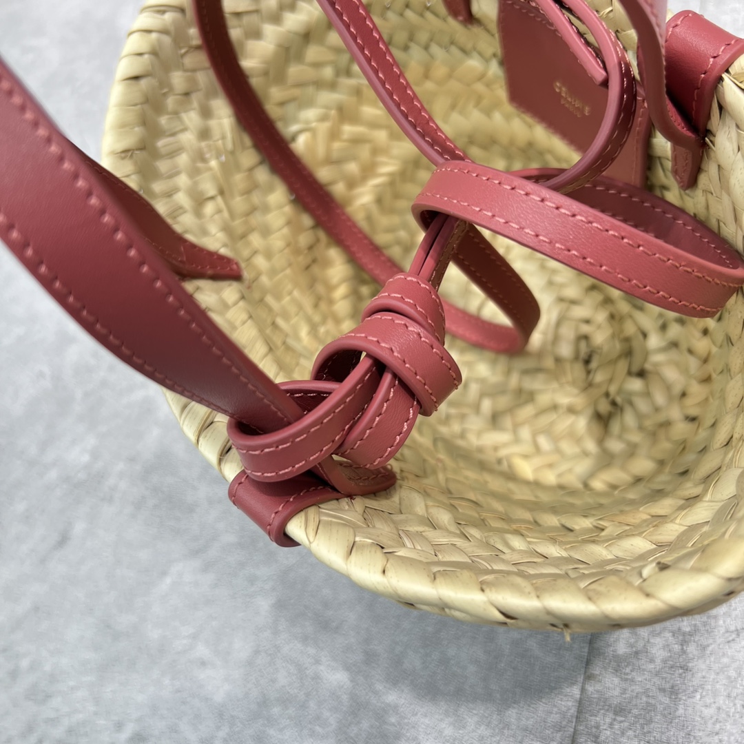 1:1 Replica Celine Teen Triomphe Classic Pannier Tote Dark Pink For Women 8in/20cm - Image 5