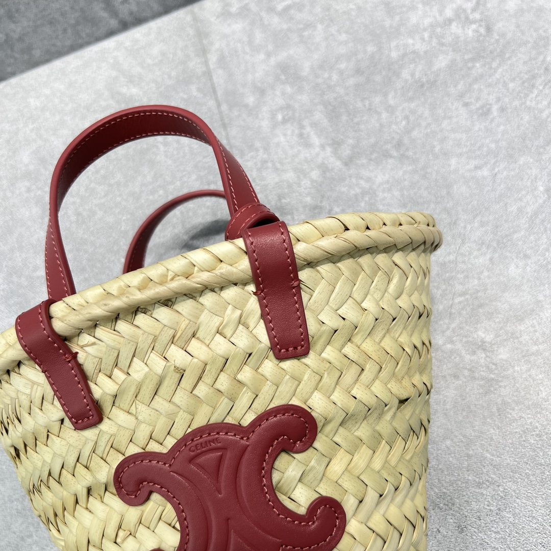 1:1 Replica Celine Teen Triomphe Classic Pannier Tote Dark Pink For Women 8in/20cm - Image 6