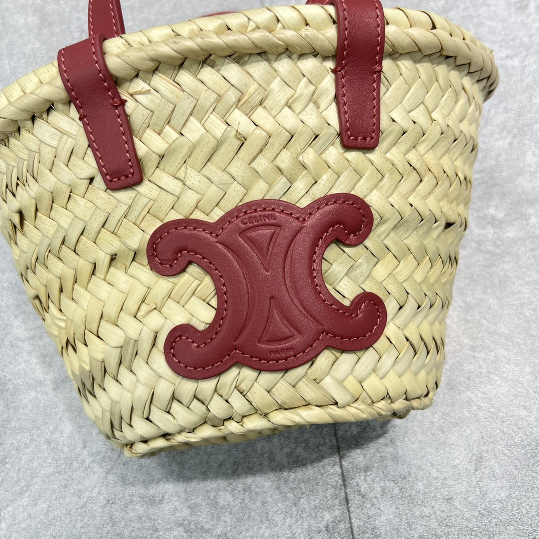 1:1 Replica Celine Teen Triomphe Classic Pannier Tote Dark Pink For Women 8in/20cm - Image 4