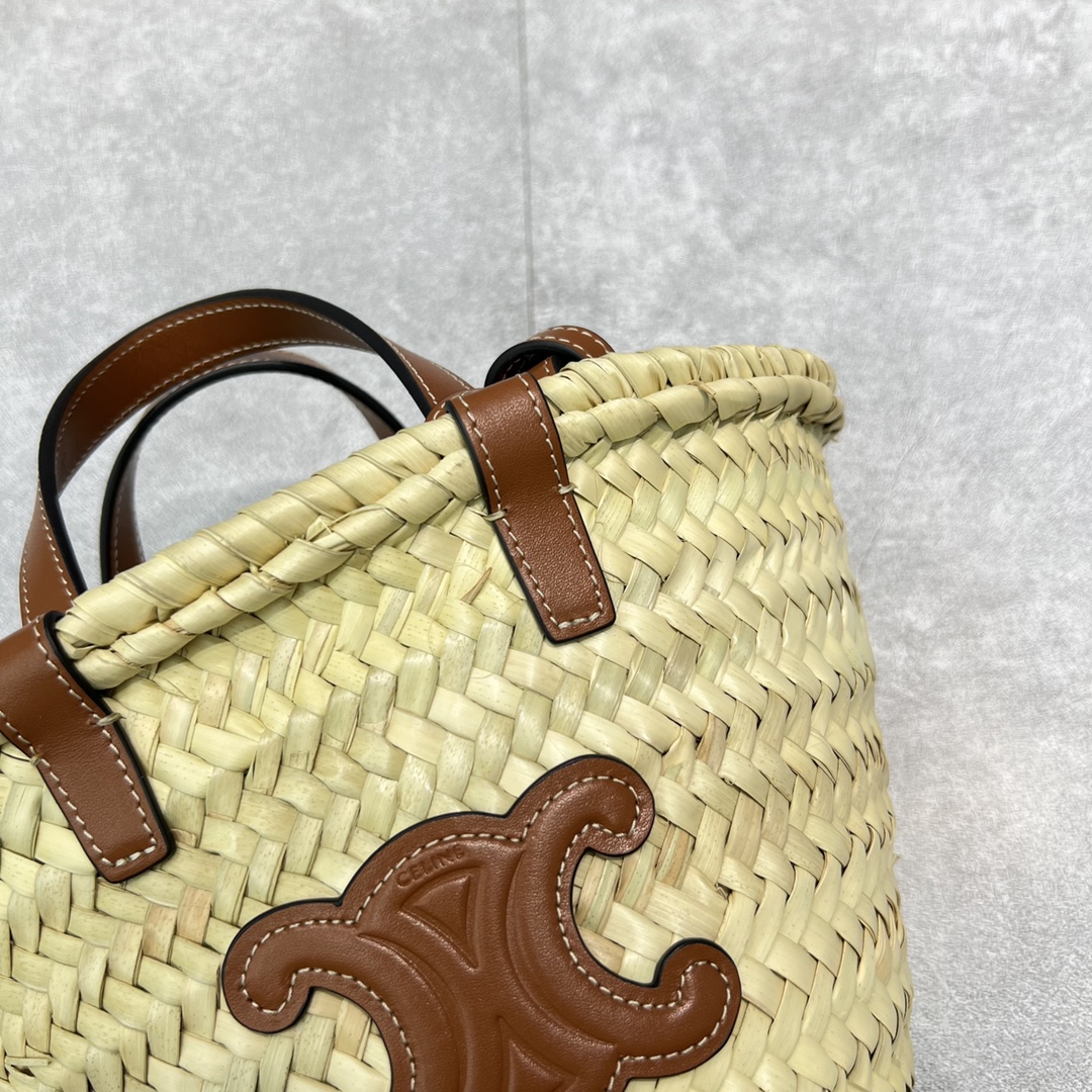 1:1 Replica Celine Teen Triomphe Classic Pannier Tote Tan For Women 8in/20cm - Image 6