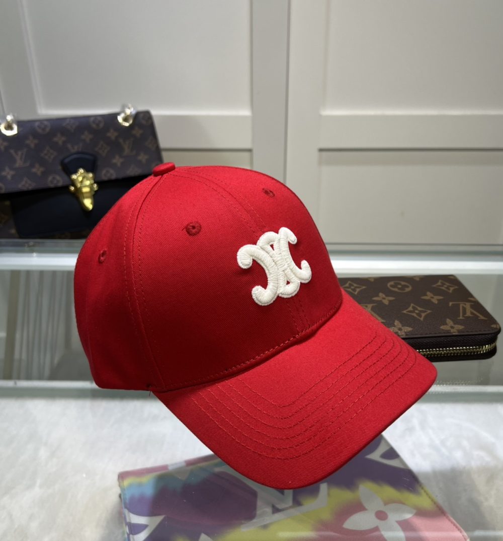 Celine Triomphe Baseball Cap Red Celine Cap