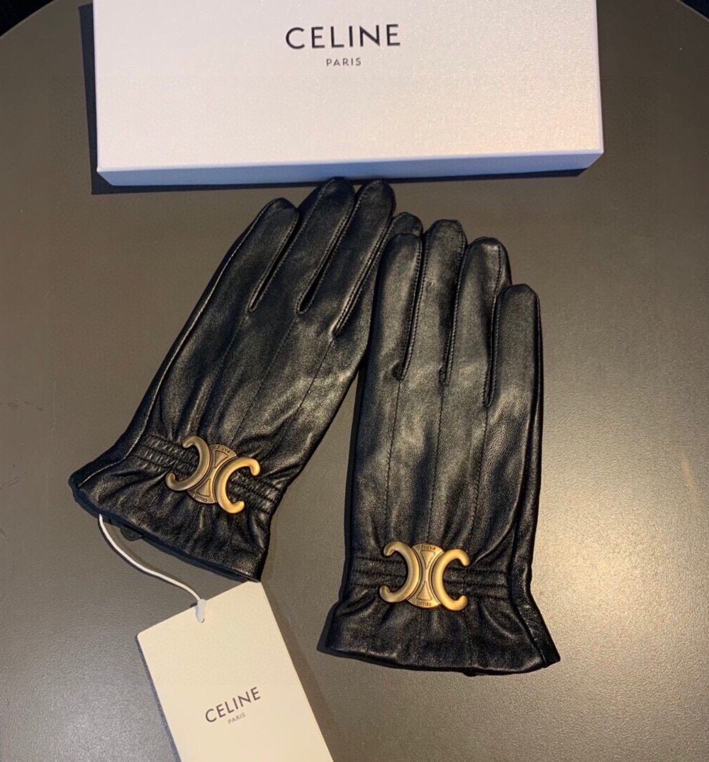 Celine Triomphe Gloves In Black