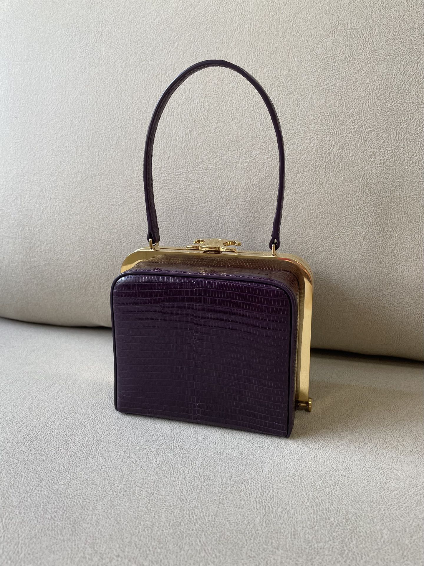 1:1 Replica Celine Triomphe Minaudiere In Lizard Violet For Women 4in/10cm - Image 2