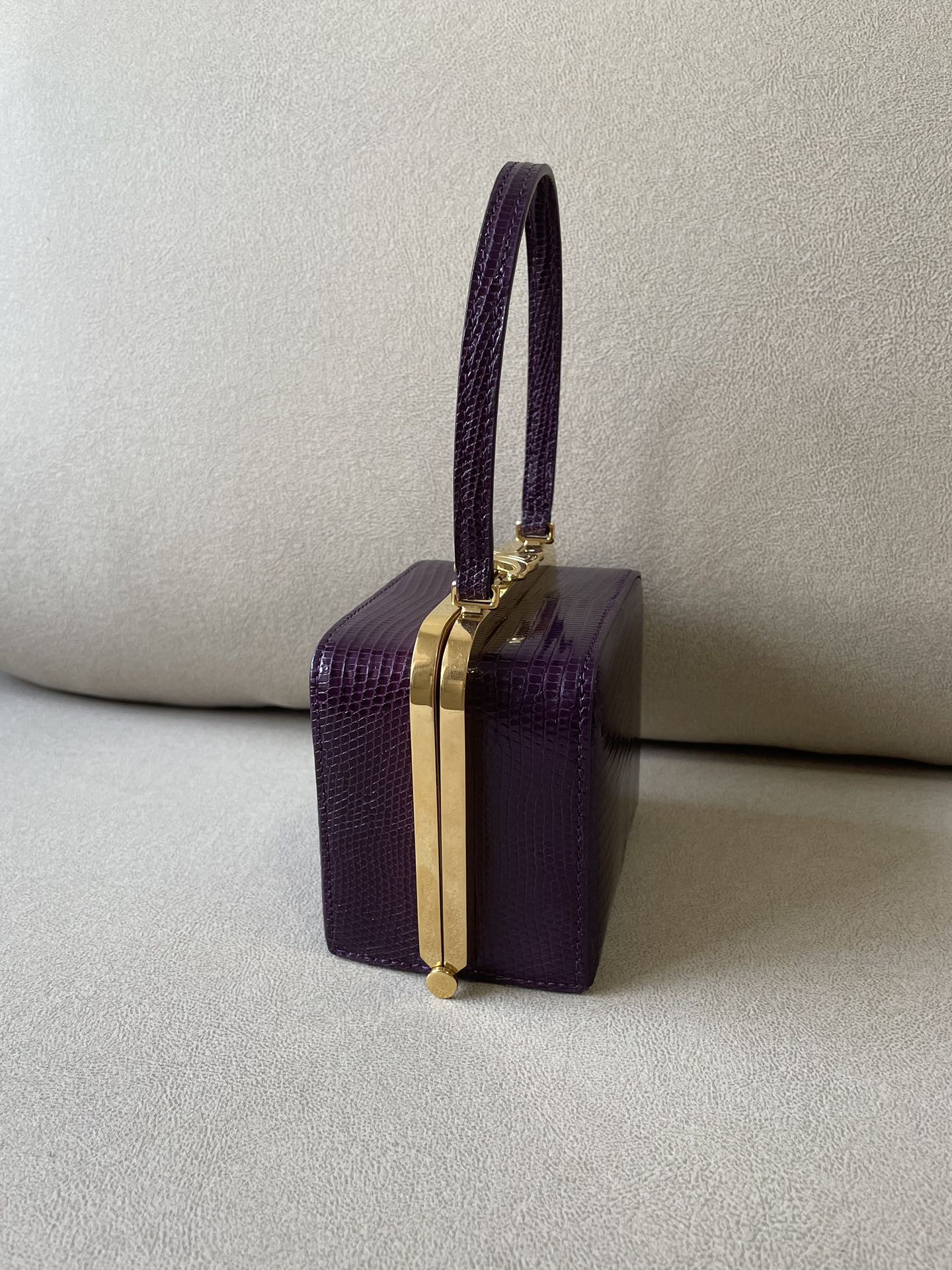 1:1 Replica Celine Triomphe Minaudiere In Lizard Violet For Women 4in/10cm - Image 7