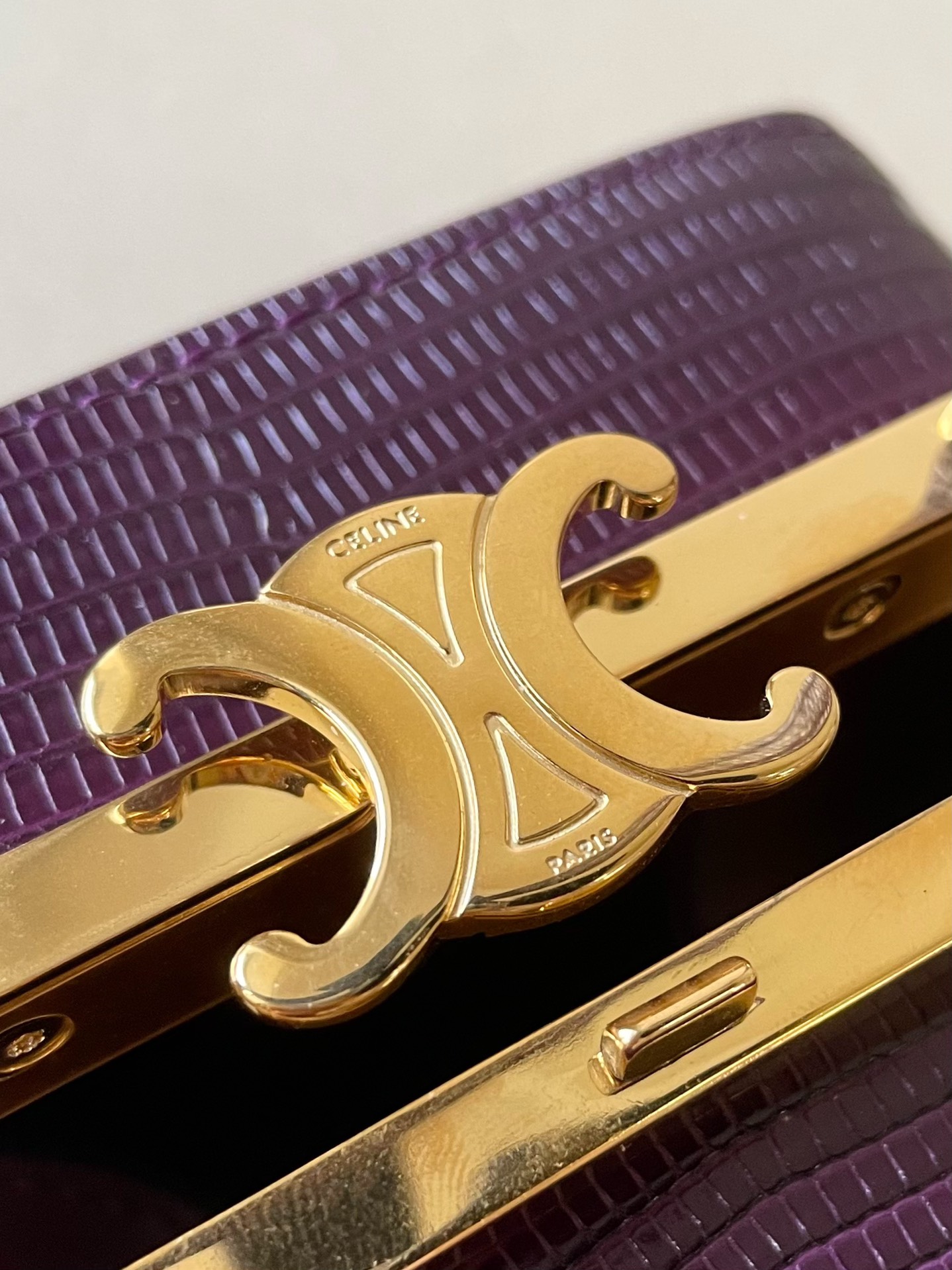 1:1 Replica Celine Triomphe Minaudiere In Lizard Violet For Women 4in/10cm - Image 4