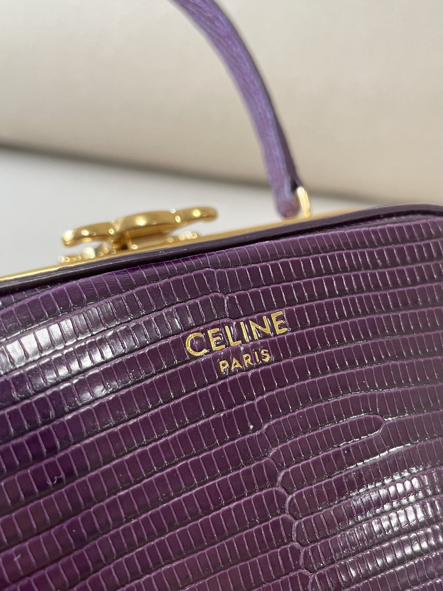 1:1 Replica Celine Triomphe Minaudiere In Lizard Violet For Women 4in/10cm - Image 8