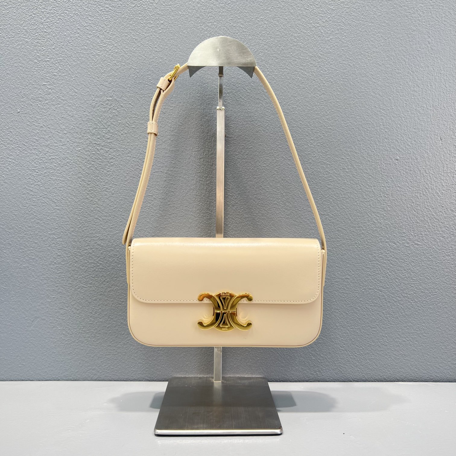 1:1 Replica Celine Triomphe Shoulder Bag Beige For Women 8in/20.5cm