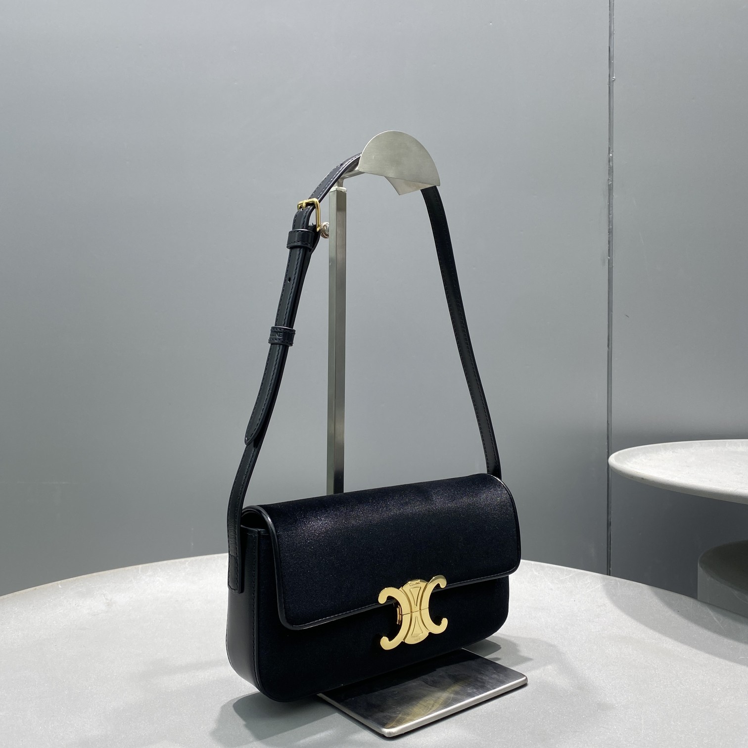 1:1 Replica Celine Triomphe Shoulder Bag Black For Women 8in/20cm - Image 5