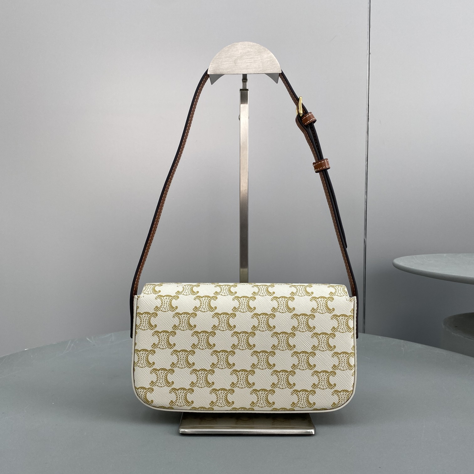 1:1 Replica Celine Triomphe Shoulder Bag In Triomphe Canvas White For Women 8in/20cm 194142CUZ.01BC - Image 3