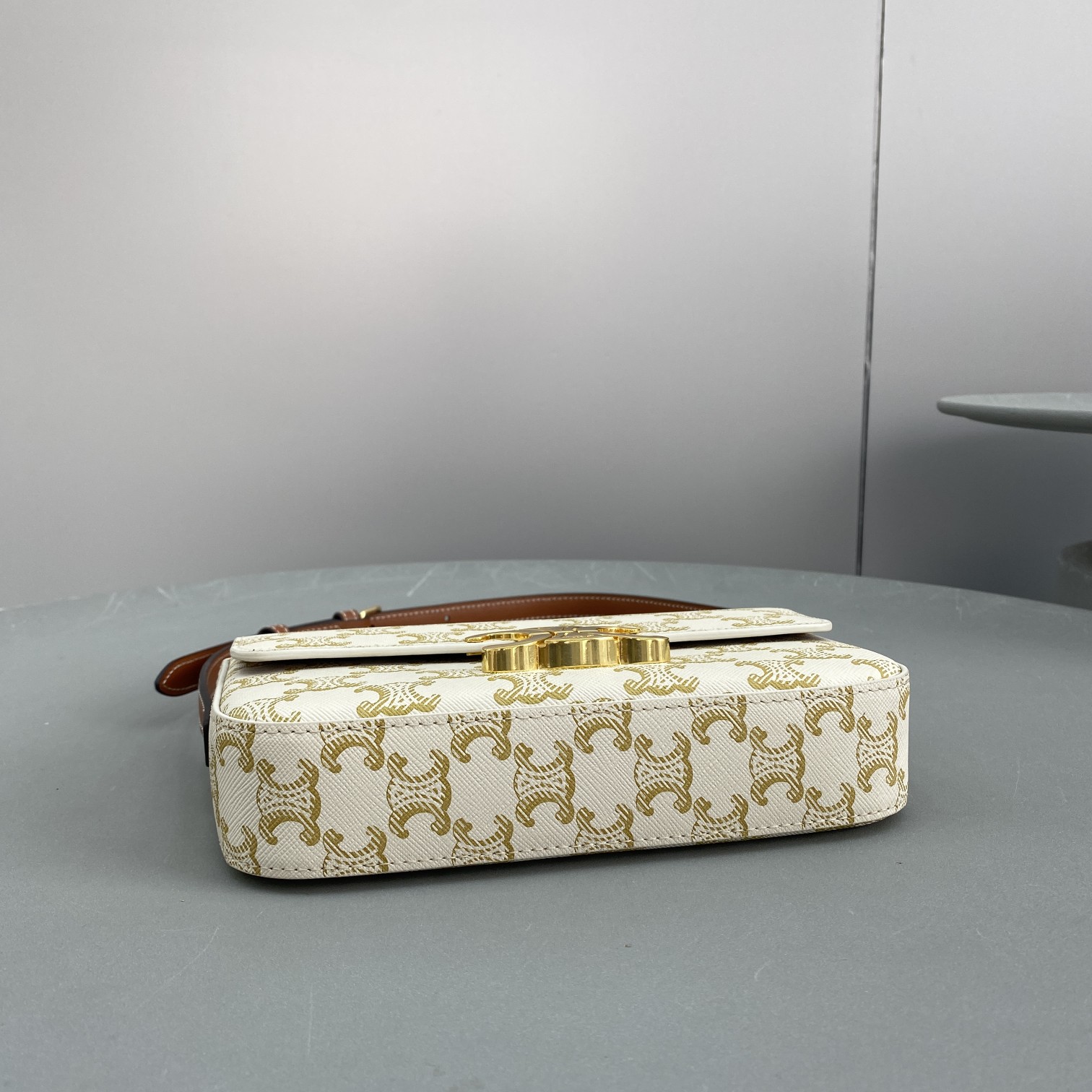 1:1 Replica Celine Triomphe Shoulder Bag In Triomphe Canvas White For Women 8in/20cm 194142CUZ.01BC - Image 6