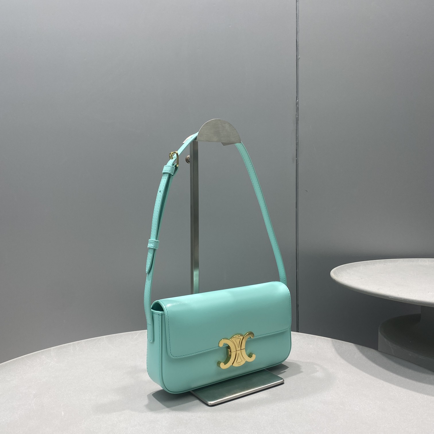 1:1 Replica Celine Triomphe Shoulder Bag Mint Green For Women 8in/20cm - Image 3