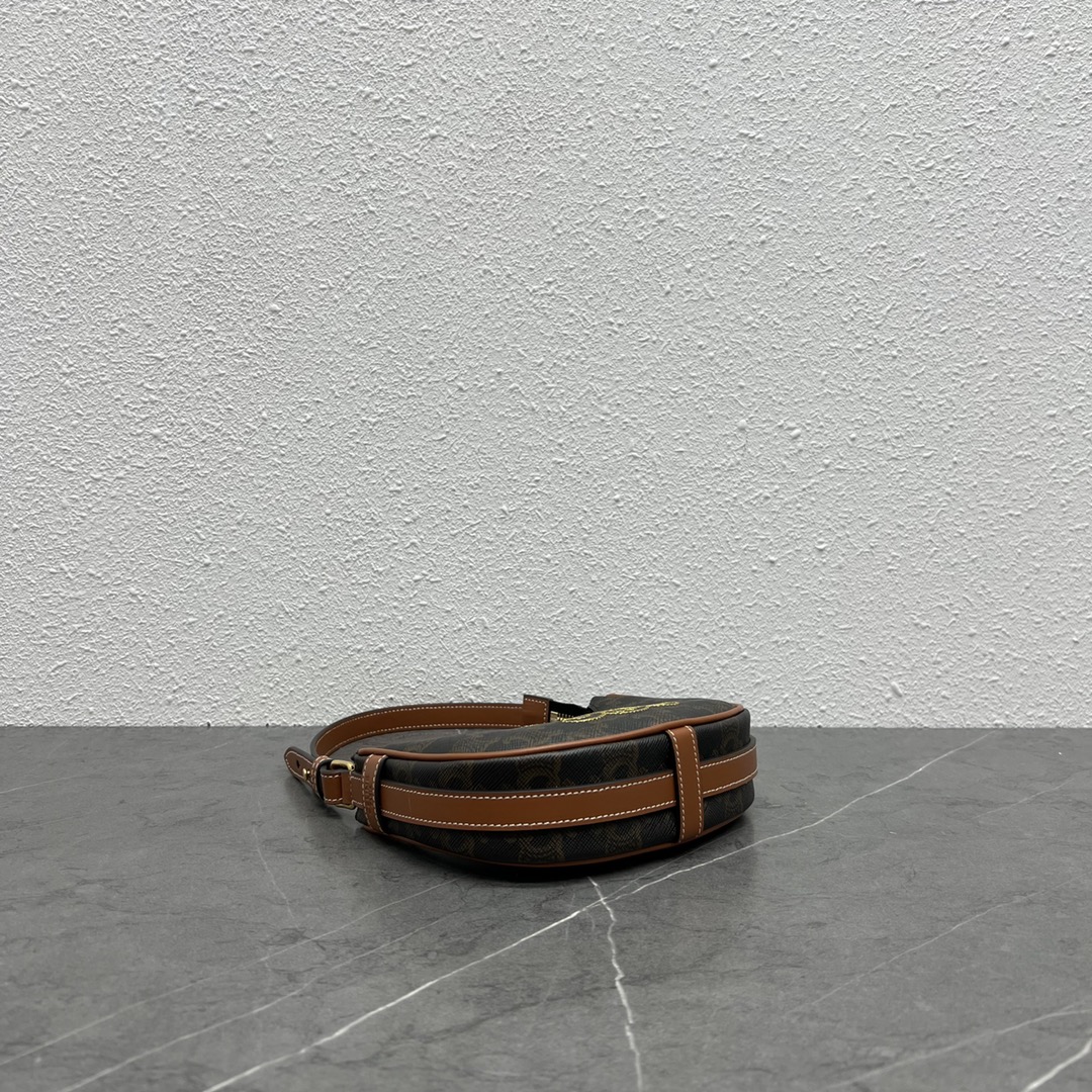 1:1 Replica Celine Triope Heart Embroidered Mini Abba - Triope Canvas Brown For Women 6.4in/16cm 10I602EB1.04LU - Image 5