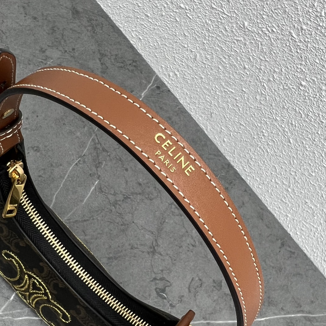 1:1 Replica Celine Triope Heart Embroidered Mini Abba - Triope Canvas Brown For Women 6.4in/16cm 10I602EB1.04LU - Image 8