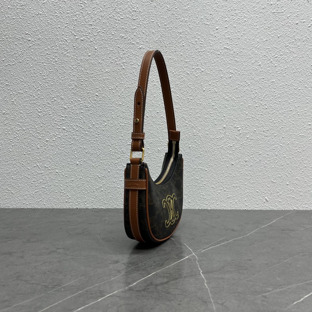 1:1 Replica Celine Triope Heart Embroidered Mini Abba - Triope Canvas Brown For Women 6.4in/16cm 10I602EB1.04LU - Image 2