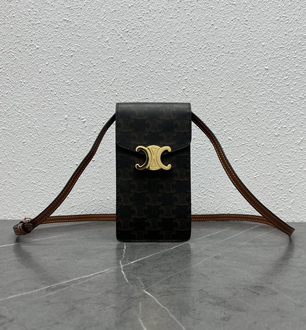 1:1 Replica Celine Vertical Mobile Pouch Triomphe Tan For Women 6in/19cm 10j092dqb.04LU