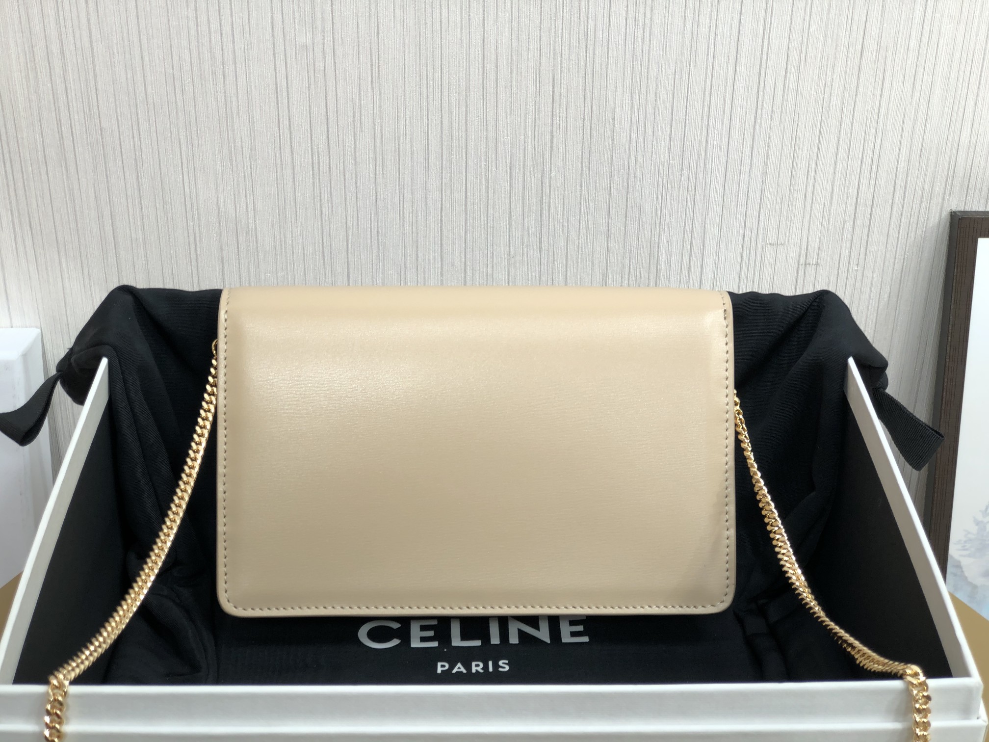 1:1 Replica Celine Wallet On Chain Triomphe Beige For Women 7in/19cm - Image 7