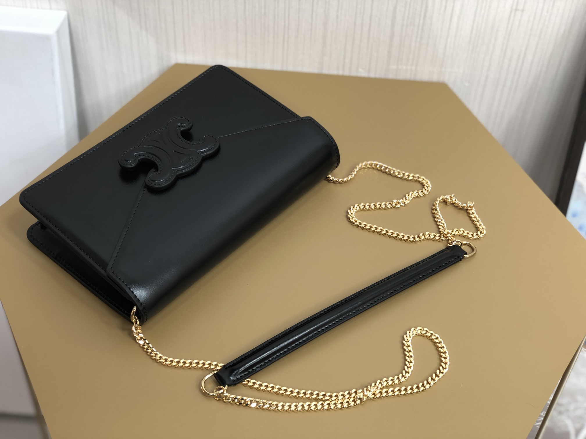 1:1 Replica Celine Wallet On Chain Triomphe Black For Women 7in/19cm 10J733DPV.38NO - Image 8