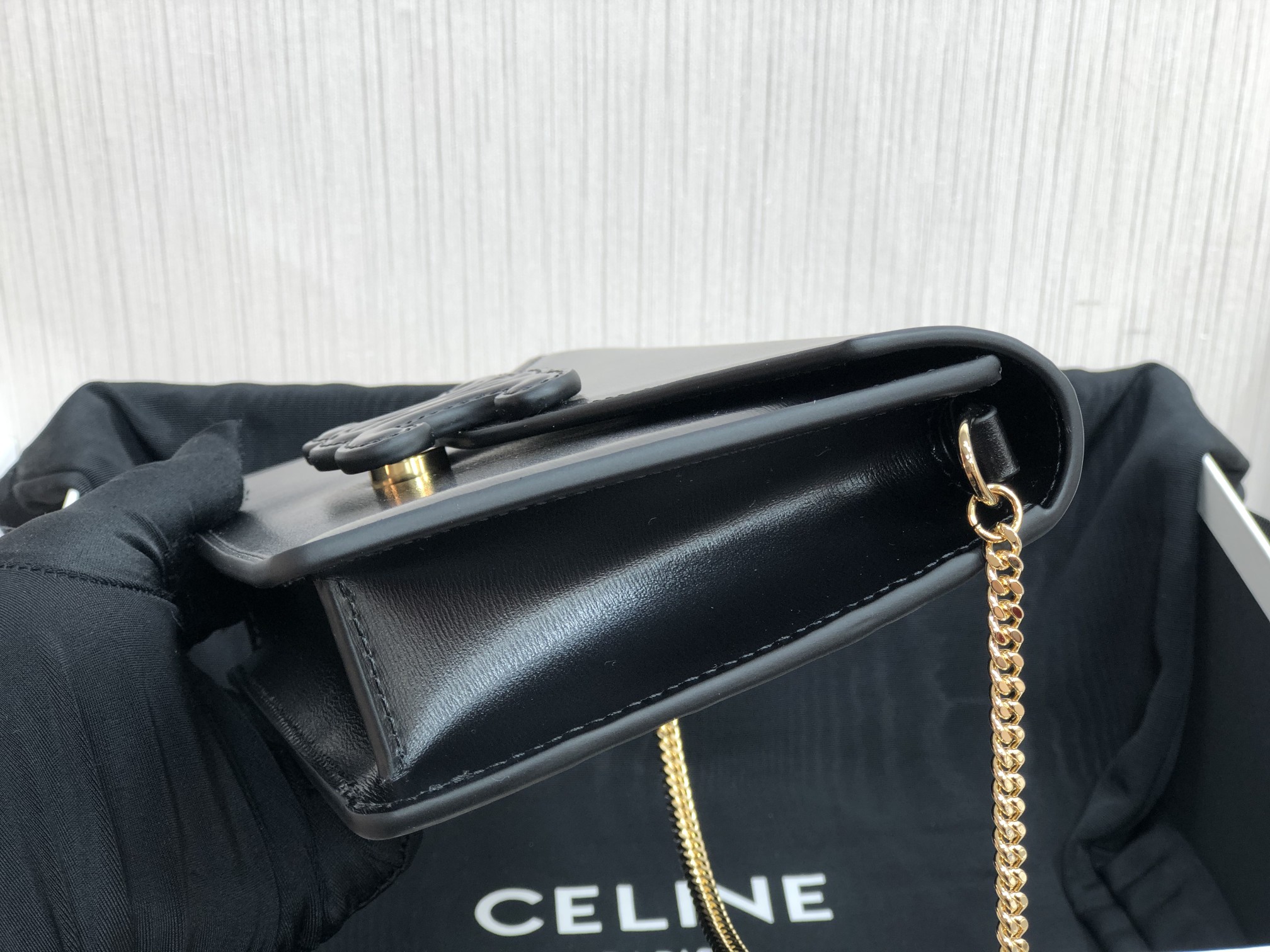 1:1 Replica Celine Wallet On Chain Triomphe Black For Women 7in/19cm 10J733DPV.38NO - Image 5