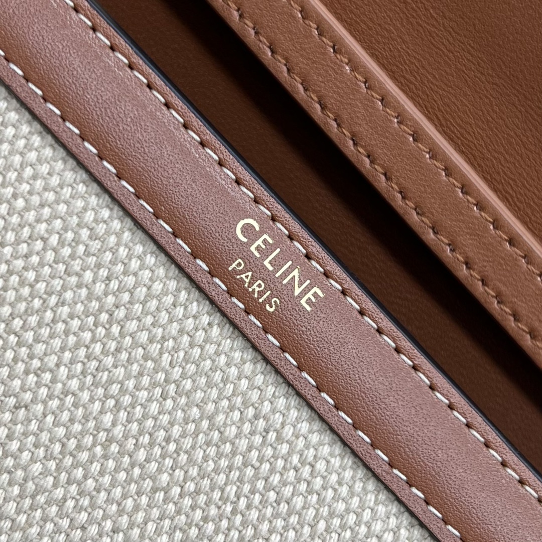 1:1 Replica Celine Wallet On Chain Triomphe In Textile Natural / Tan For Women 7in/19cm 10J972DB2.02NT - Image 4