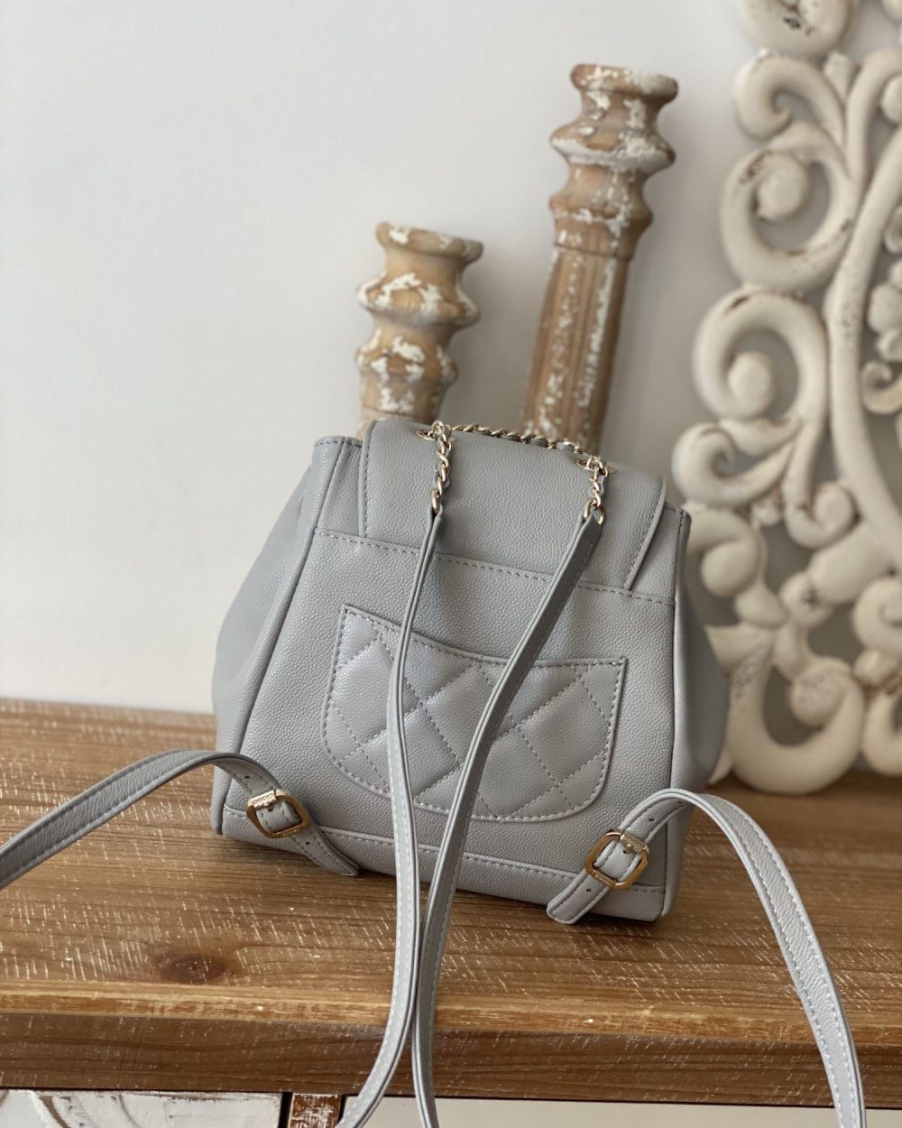 [REP 1:1] Chain Backpack Black/White/Grey For Women 7.9in / 20cm AS3530