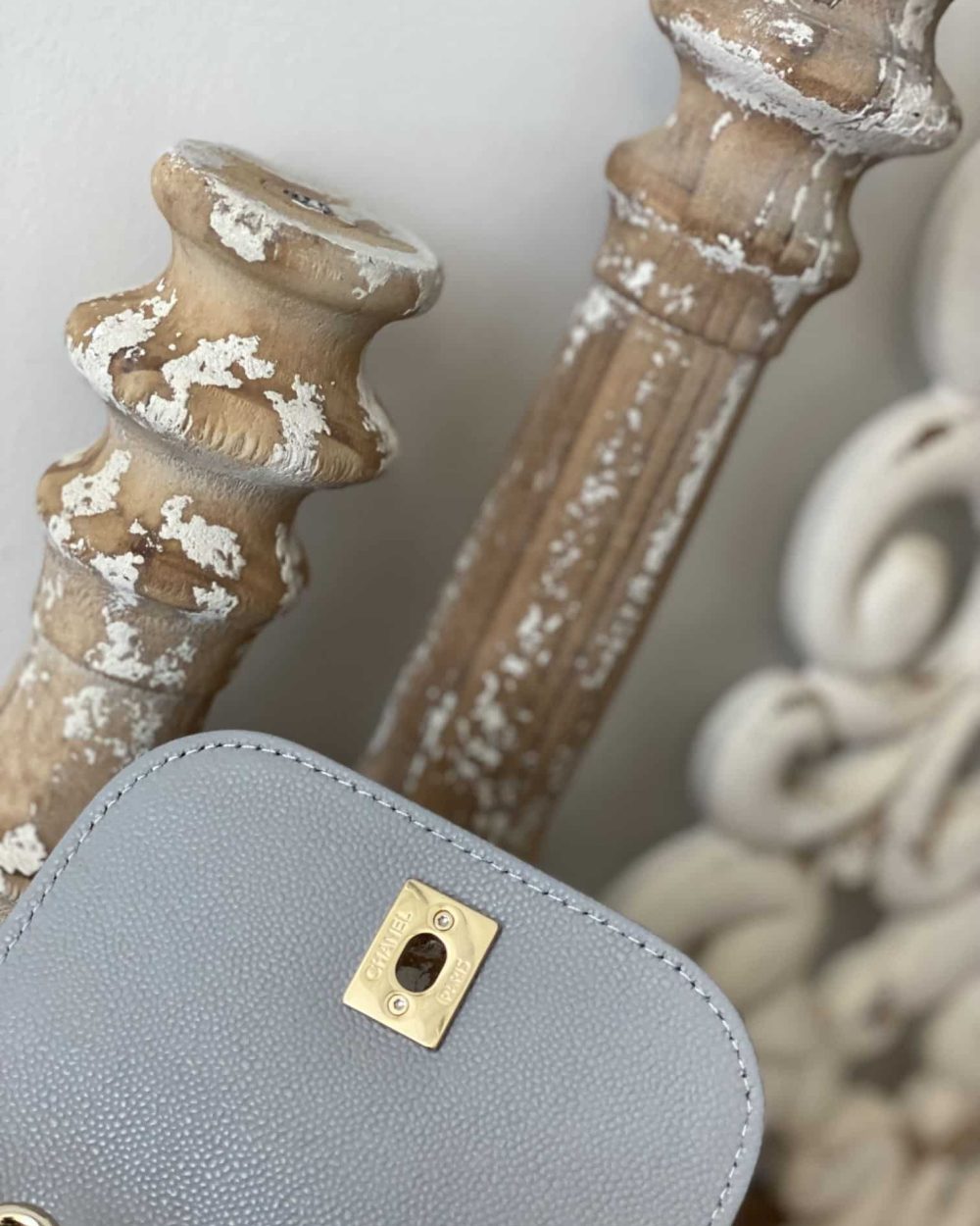 [REP 1:1] Chain Backpack Black/White/Grey For Women 7.9in / 20cm AS3530