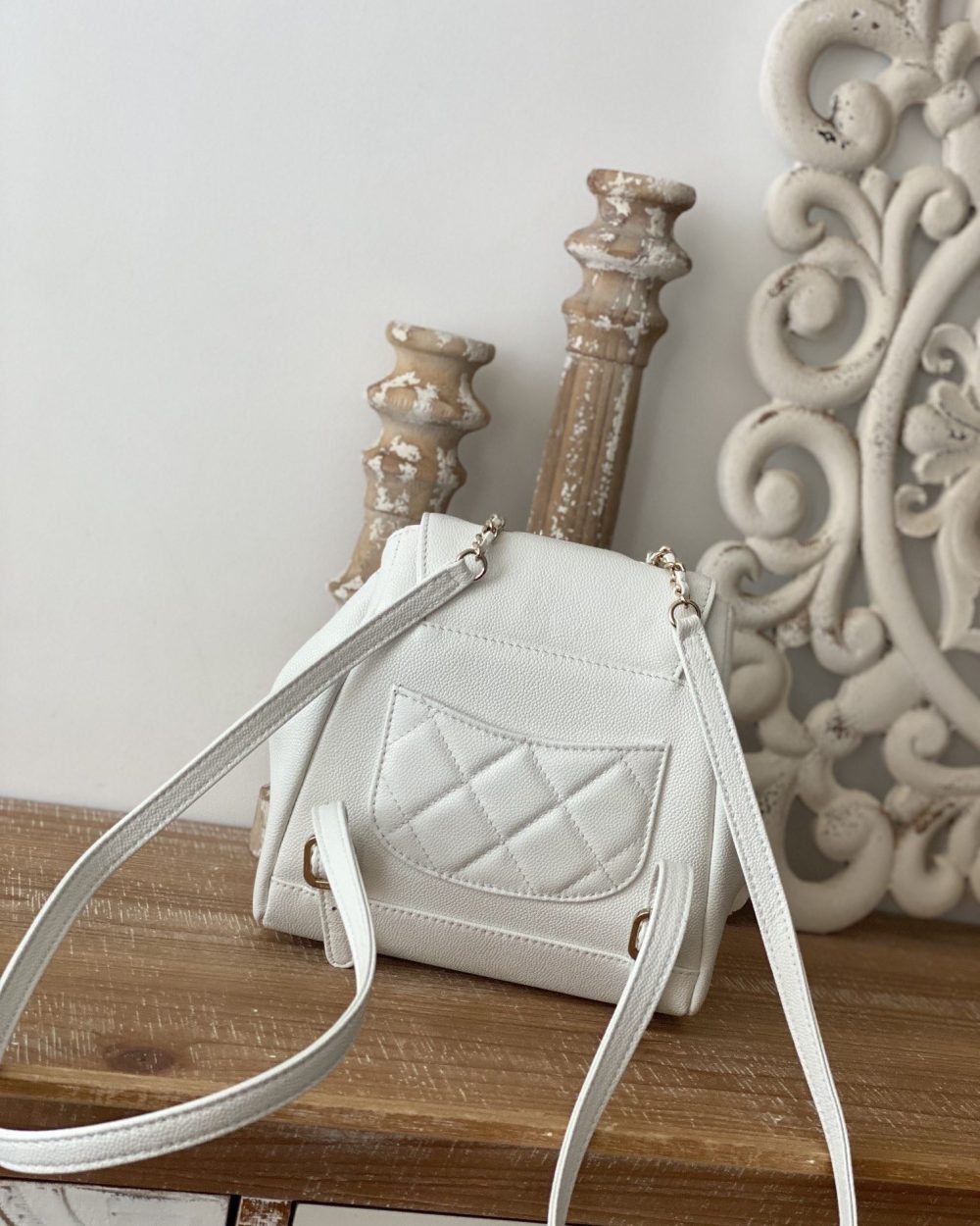 [REP 1:1] Chain Backpack Black/White/Grey For Women 7.9in / 20cm AS3530