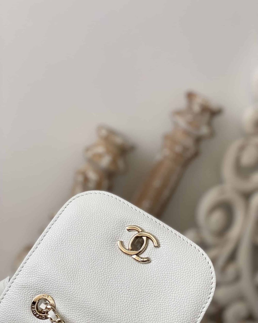 [REP 1:1] Chain Backpack Black/White/Grey For Women 7.9in / 20cm AS3530