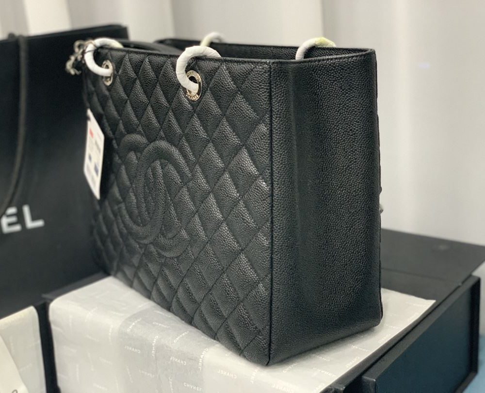 [REP 1:1] Chain Tote Shoulder Bag Black/White For Women 13in / 33cm A50995