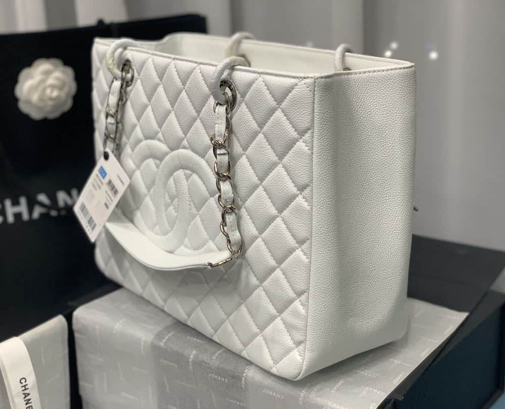 [REP 1:1] Chain Tote Shoulder Bag Black/White For Women 13in / 33cm A50995