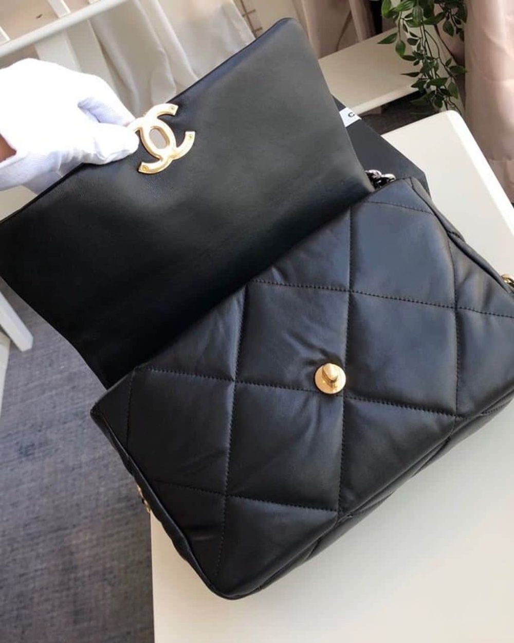 [REP 1:1] Chanel 19 HandBag Black For Women 11.8in/30cm