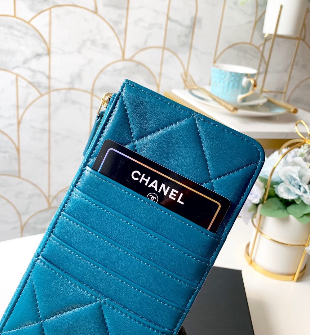 1:1 Replica Chanel 19 Matelasse Phone and Card Case Blue Bag For Women 19cm/7.5in