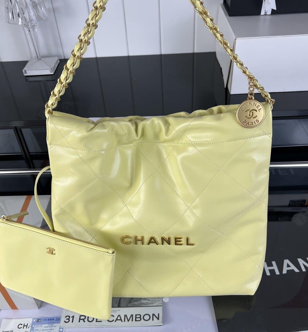 [REP 1:1] Chanel 22 Medium Handbag Yellow/Grey/Brown/Dark Blue/Pink/Jade Green/White For Women 37cm / 14.5in
