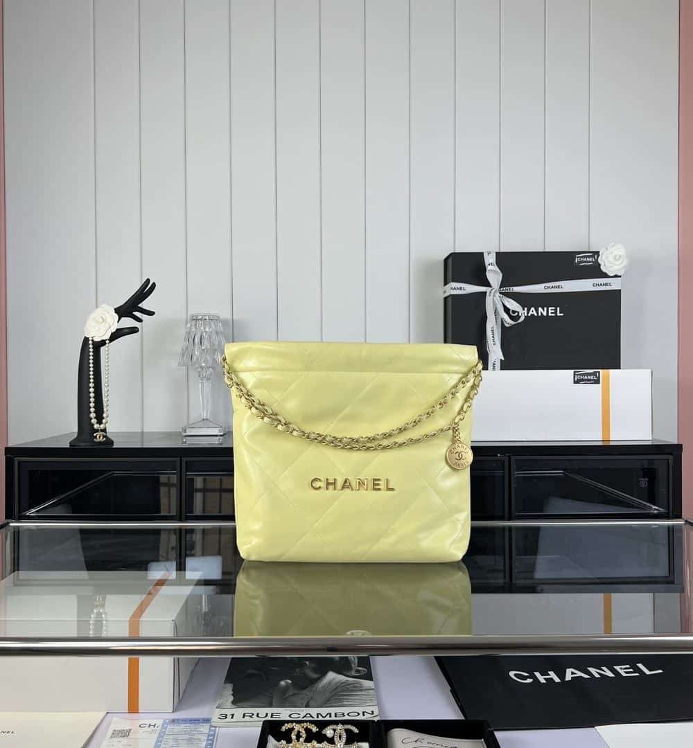 [REP 1:1] Chanel 22 Medium Handbag Yellow/Grey/Brown/Dark Blue/Pink/Jade Green/White For Women 37cm / 14.5in