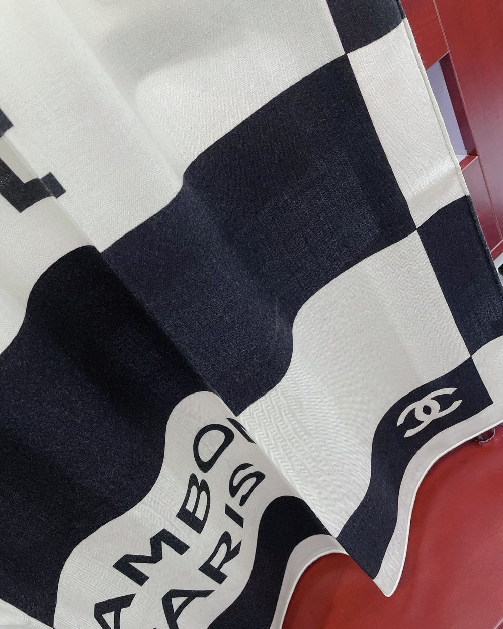 Chanel 31 Rue Cambon Pattern in Black and White Square Scarf 140cm/55in 