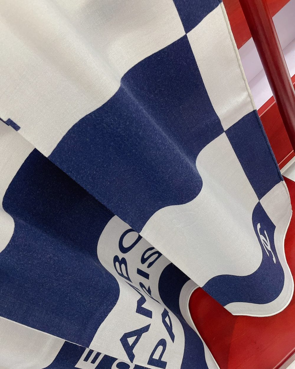 Chanel 31 Rue Cambon Pattern in Blue and White Square Scarf 140cm/55in 