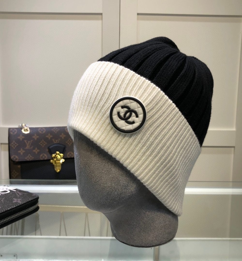 Chanel Beanie In Black & White