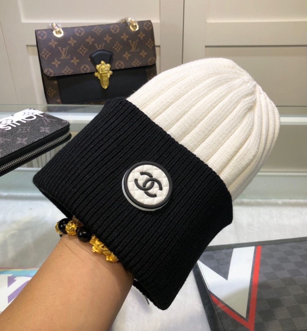 Chanel Beanie In Black & White