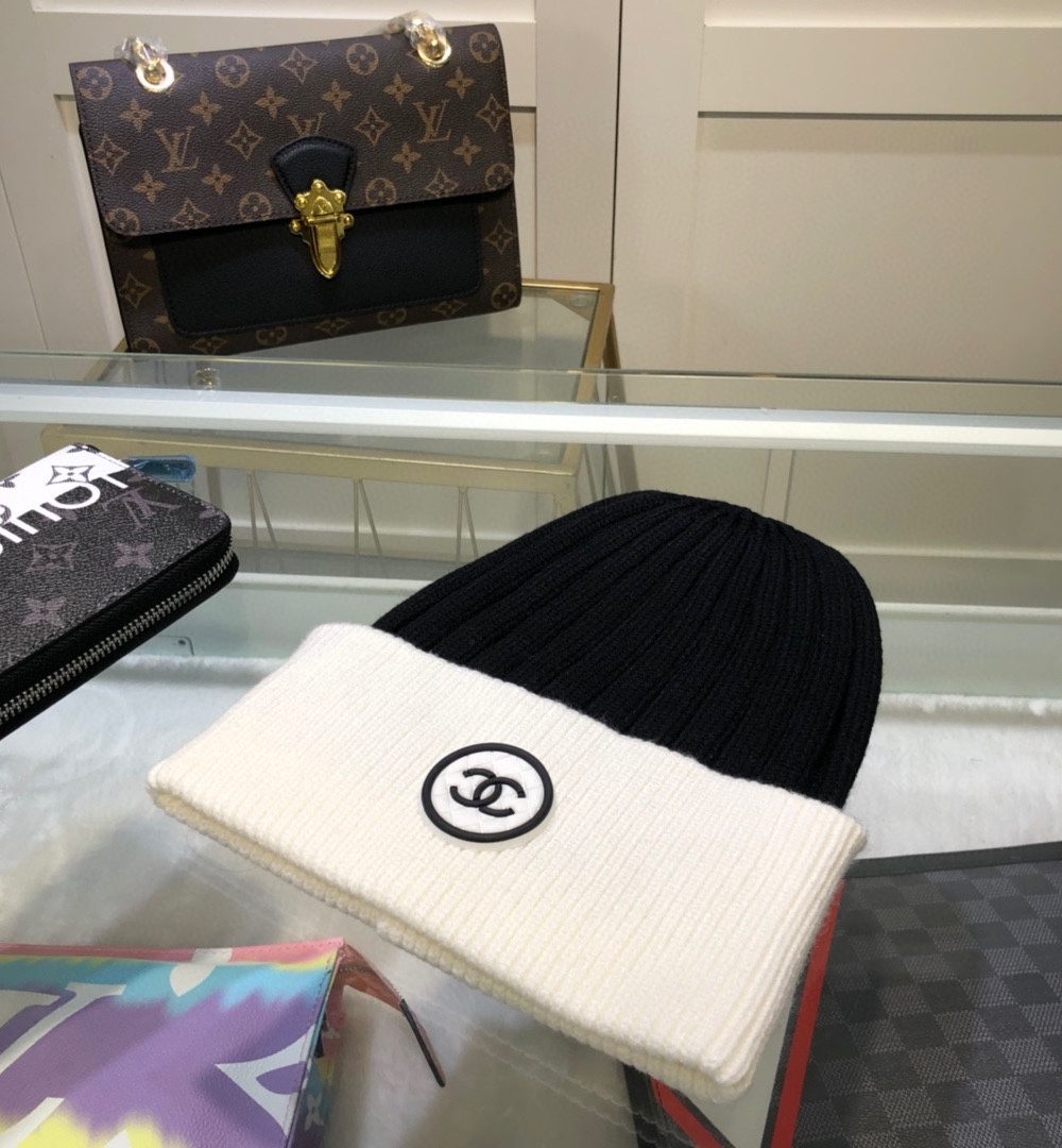 Chanel Beanie In Black & White