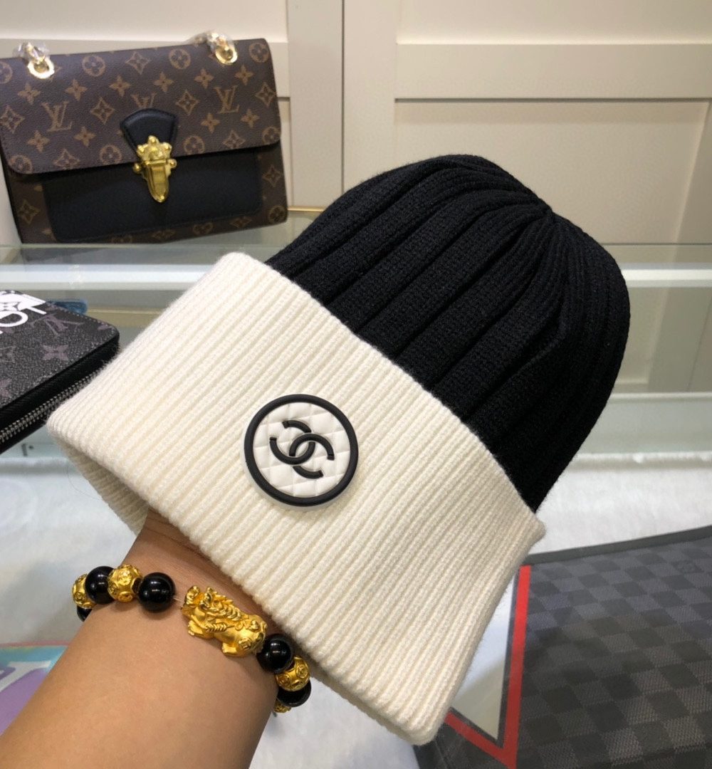 Chanel Beanie In Black & White