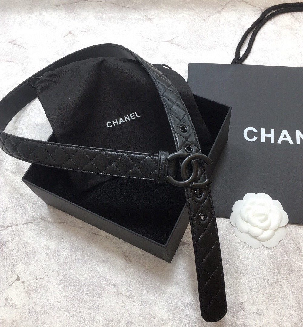 1:1 Replica Chanel Belt Quilted With Double C Buckle Black With Black Hardware Women Belt