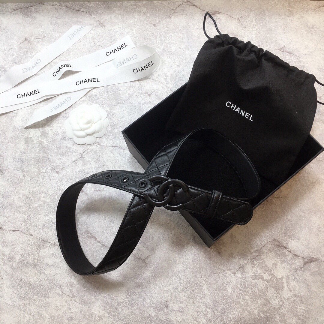 1:1 Replica Chanel Belt Quilted With Double C Buckle Black With Black Hardware Women Belt - Image 4