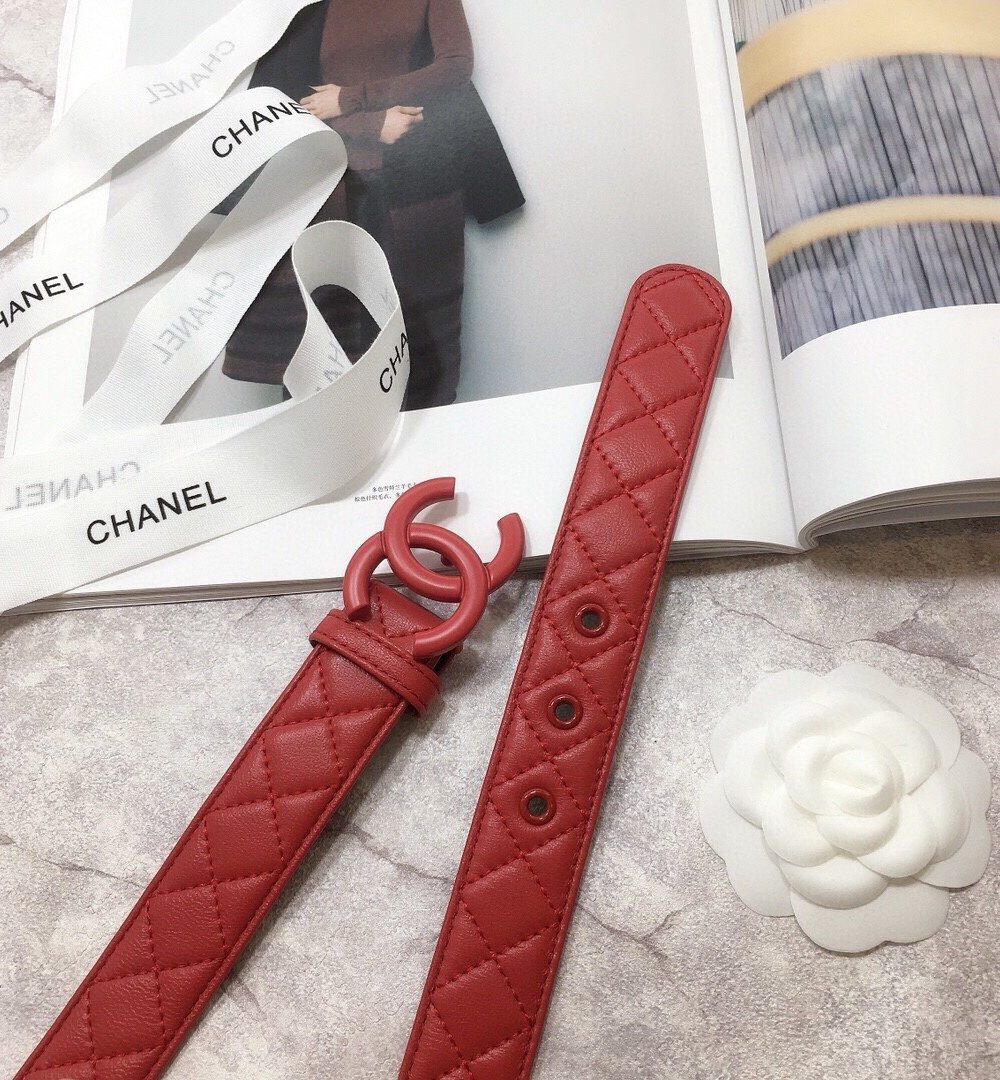 1:1 Replica Chanel Belt Quilted With Double C Buckle Red With Red Hardware Women Belt