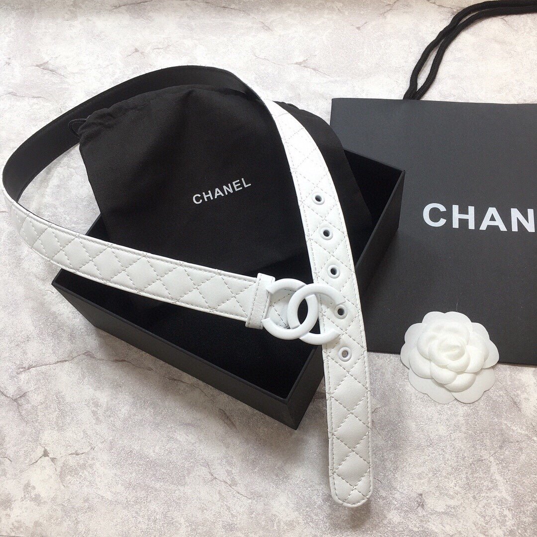 1:1 Replica Chanel Belt Quilted With Double C Buckle White With White Hardware Women Belt - Image 2