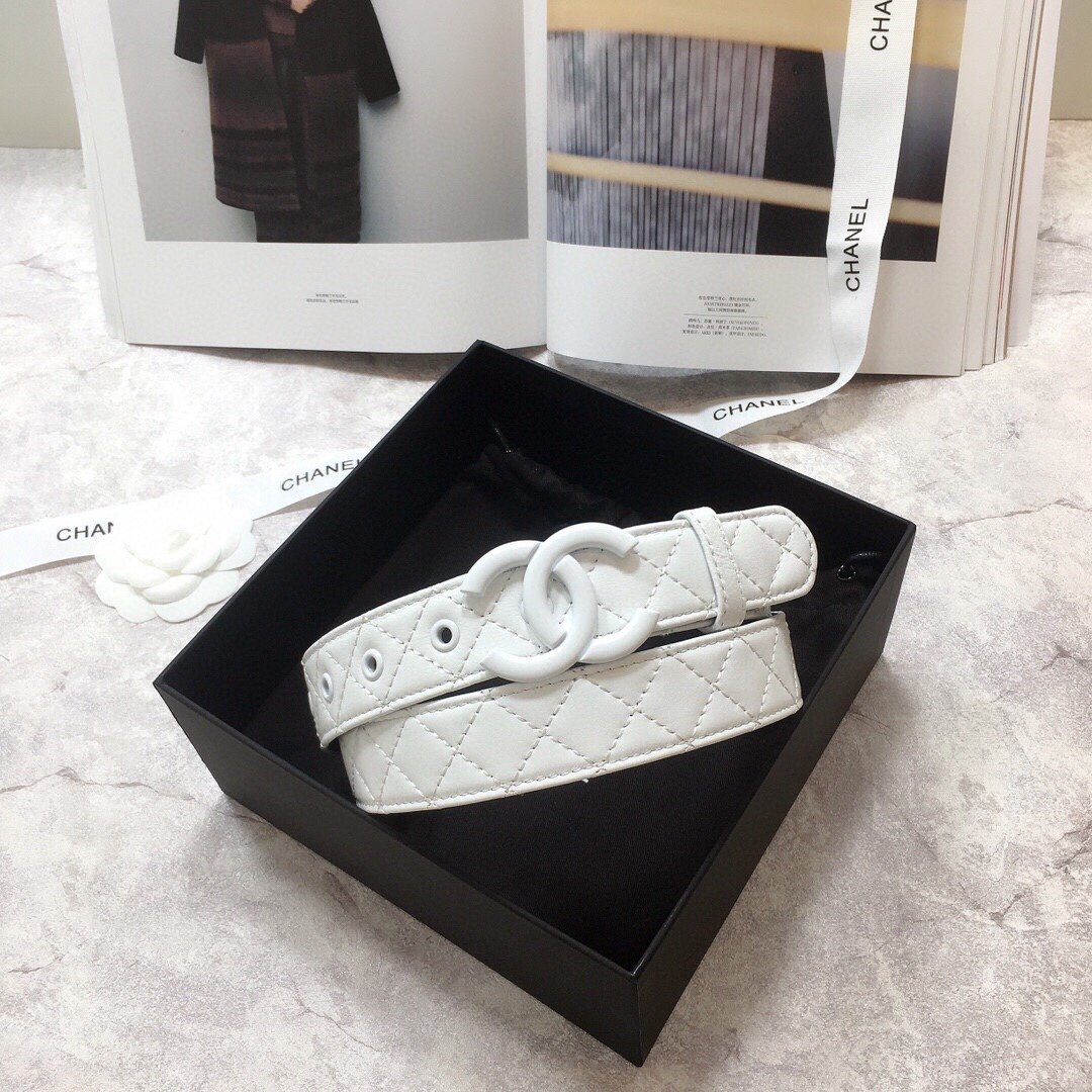 1:1 Replica Chanel Belt Quilted With Double C Buckle White With White Hardware Women Belt - Image 3