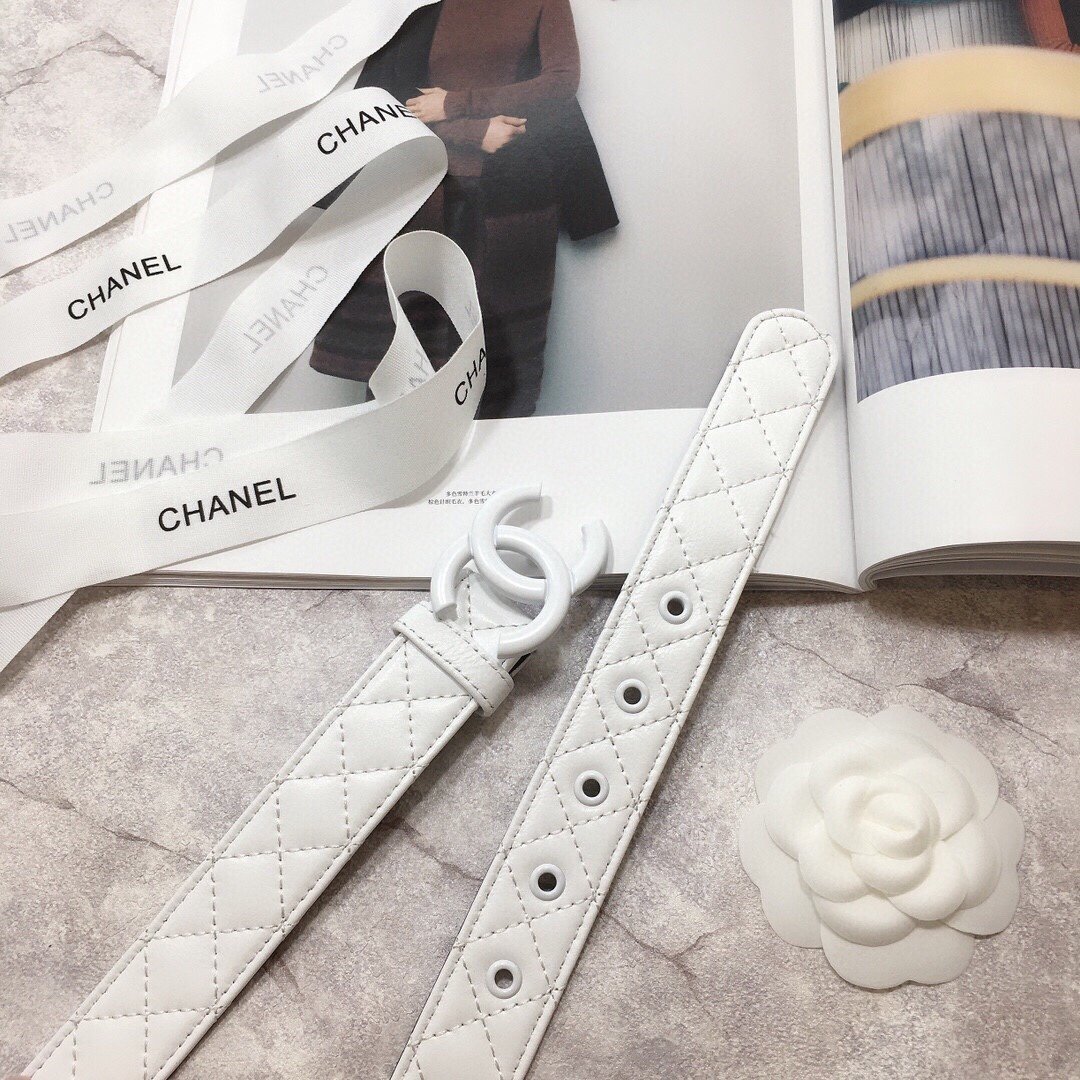 1:1 Replica Chanel Belt Quilted With Double C Buckle White With White Hardware Women Belt - Image 5