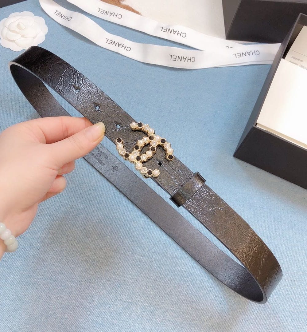 1:1 Replica Chanel Belt With Beaded Buckle Brown Gold-Toned Metal and Strass Women Belt