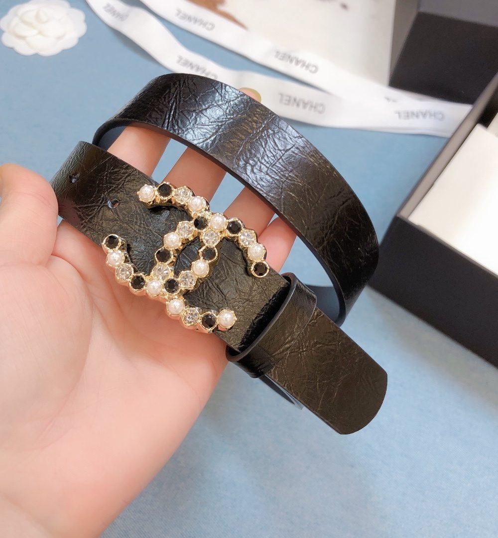 1:1 Replica Chanel Belt With Beaded Buckle Brown Gold-Toned Metal and Strass Women Belt