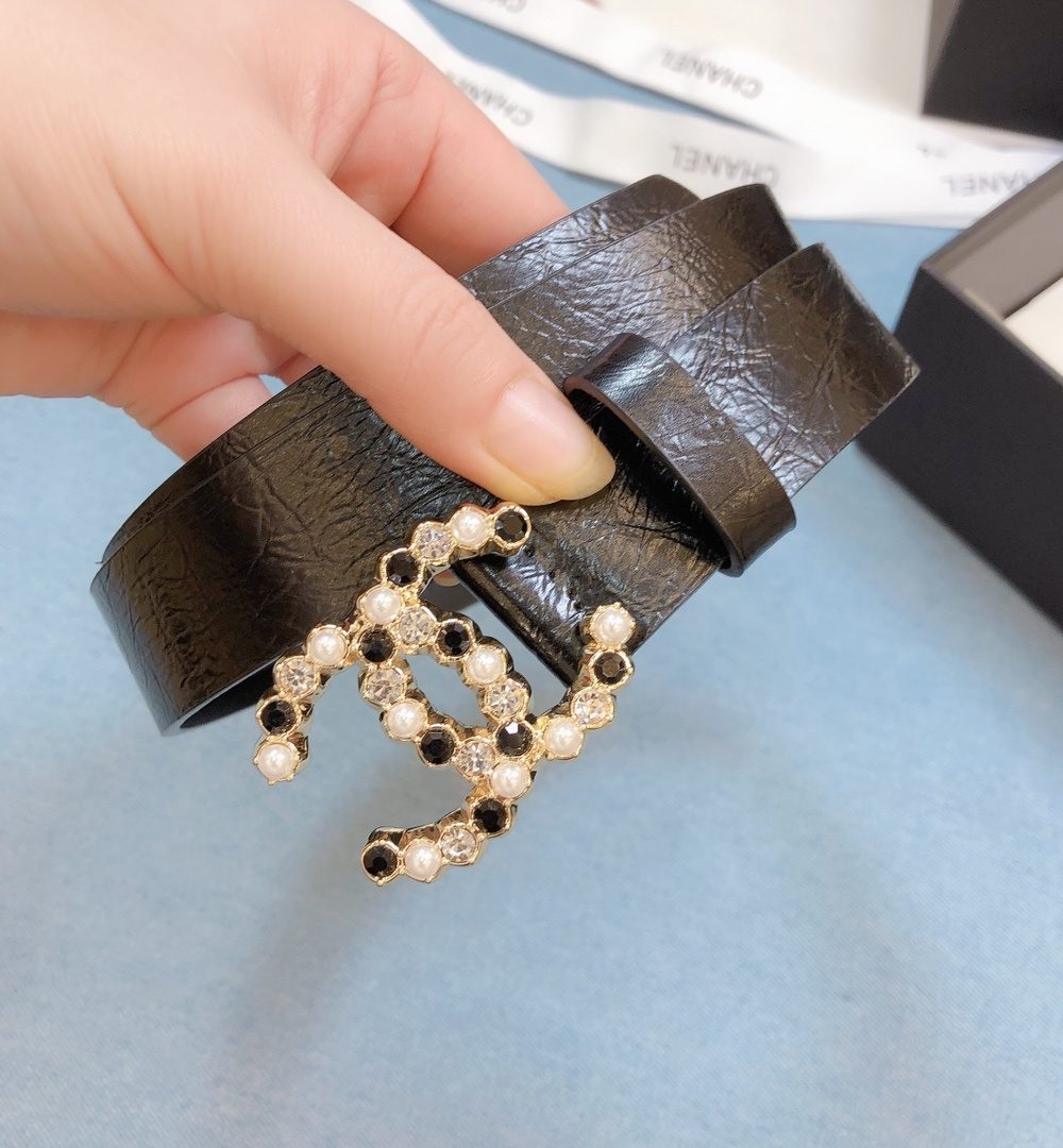 1:1 Replica Chanel Belt With Beaded Buckle Brown Gold-Toned Metal and Strass Women Belt